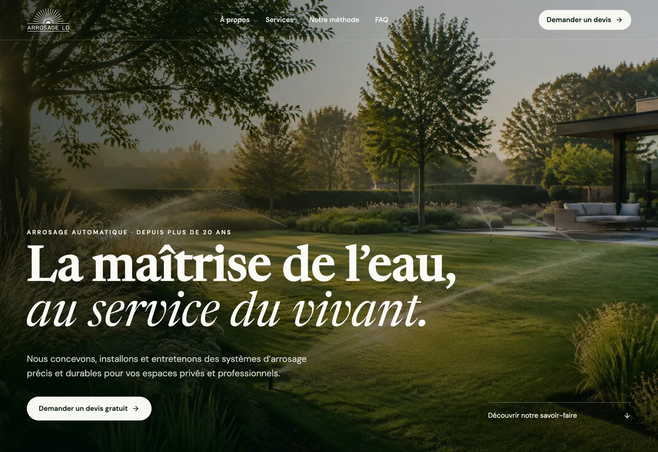 Page d'accueil du site Arrosage L.D